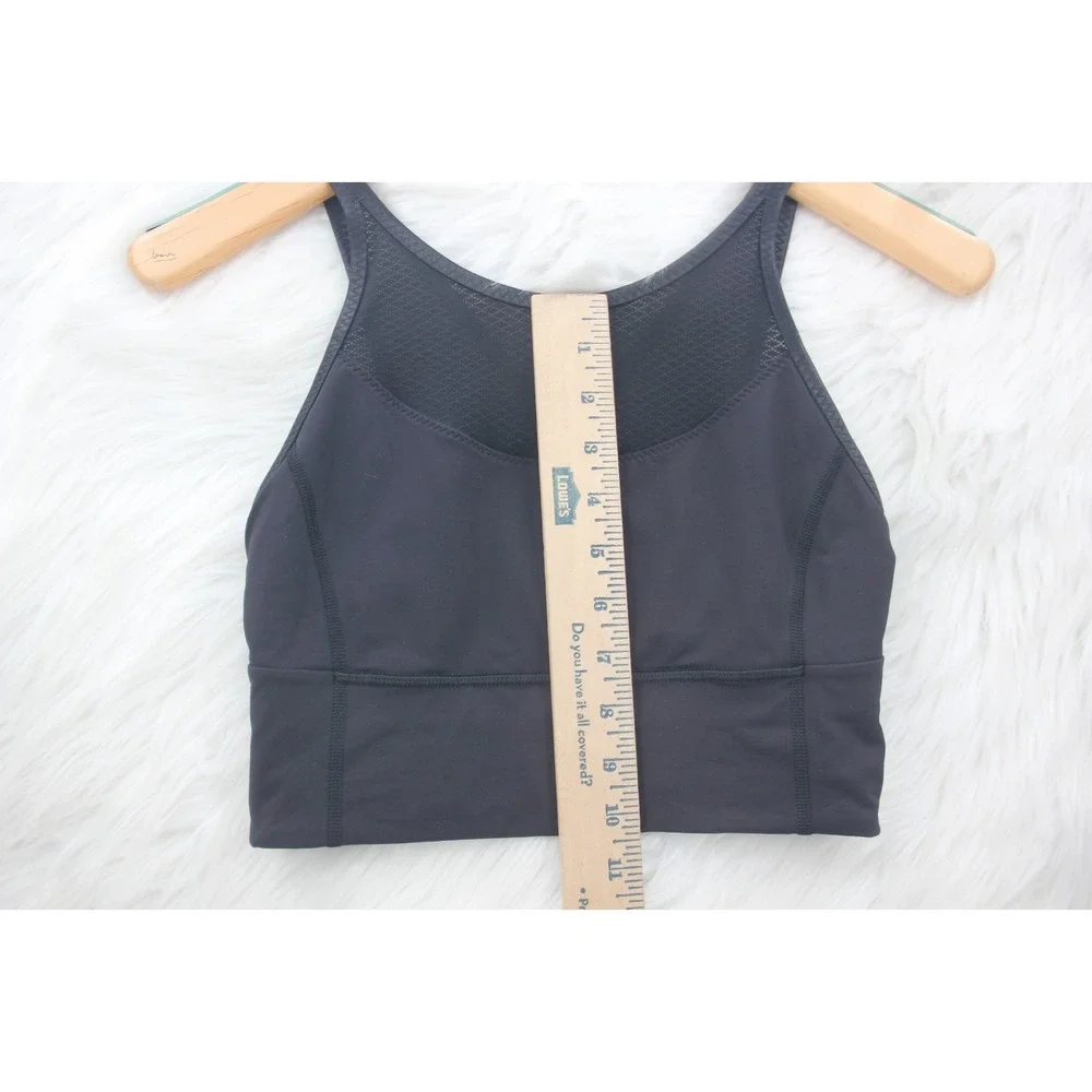 Lululemon Athletica Clip-In Long Line Pilates Black Mesh Crossback Sports Bra 6
